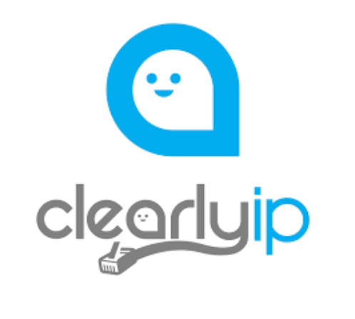A logo for clearlyip with a smiley face on it