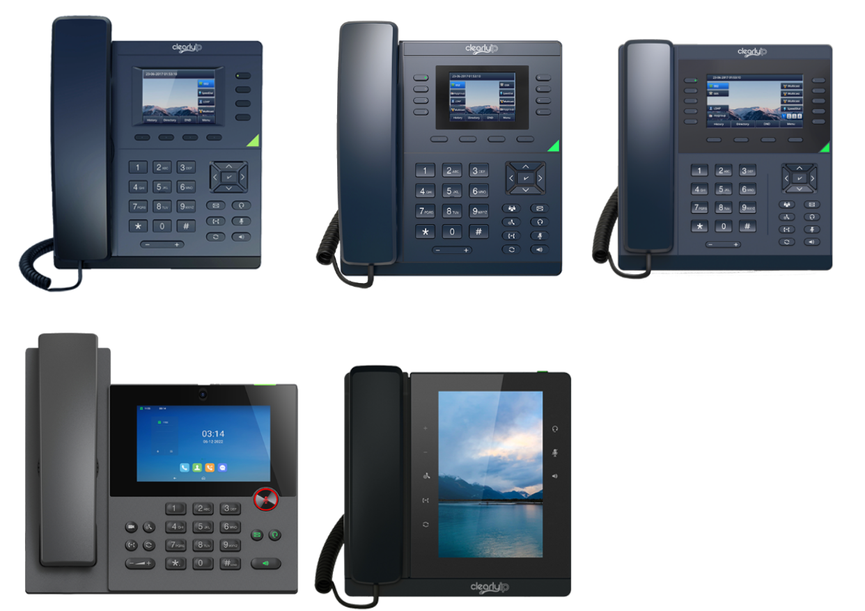 A variety of telephones are shown on a white background