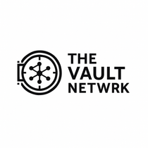 A black and white logo for the vault network.