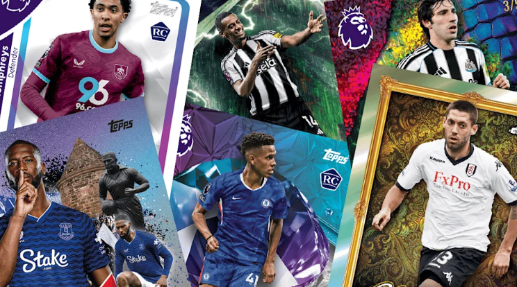 Soccer cards featuring players in various team jerseys.