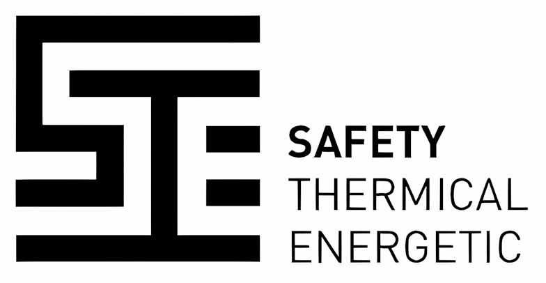 Logo nero con lettere "STE" stilizzate; il testo sottostante recita "SAFETY THERMICAL ENERGETIC".