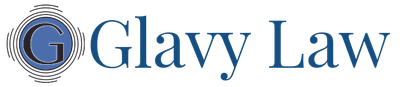 A logo for a law firm called glavy law