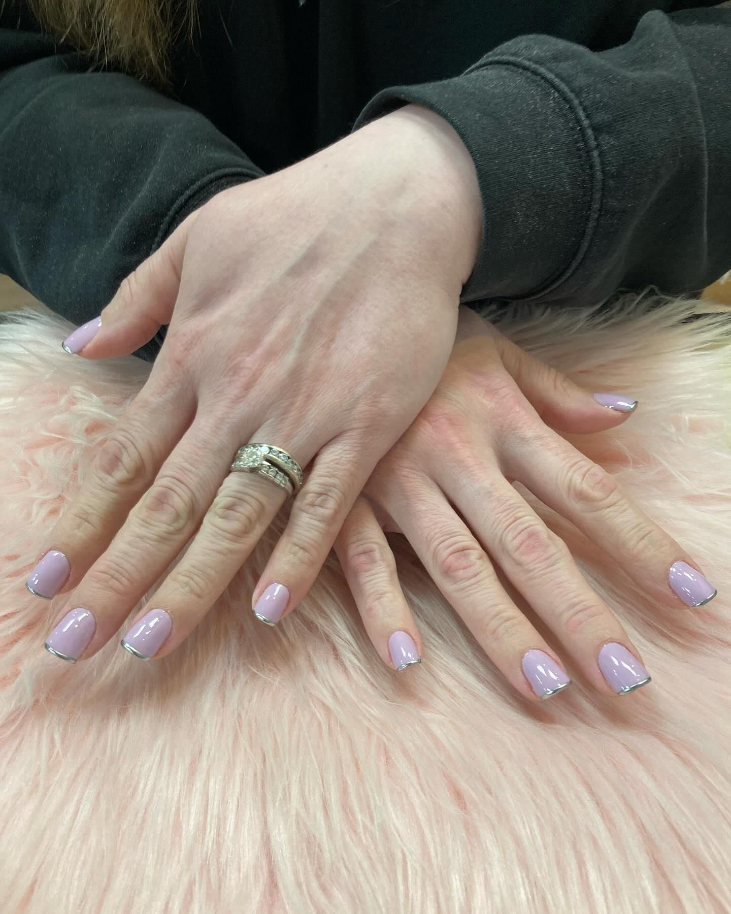 Simple Lavender Polish with Silver French Tip