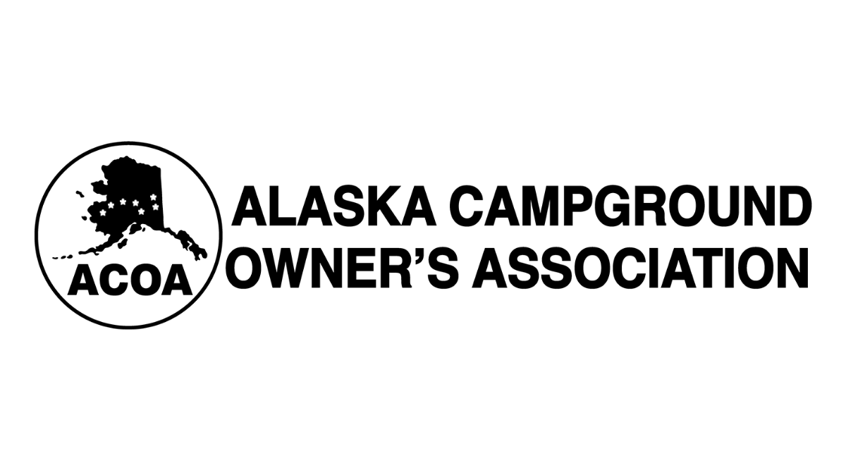 The alaska campground owner 's association logo is black and white.