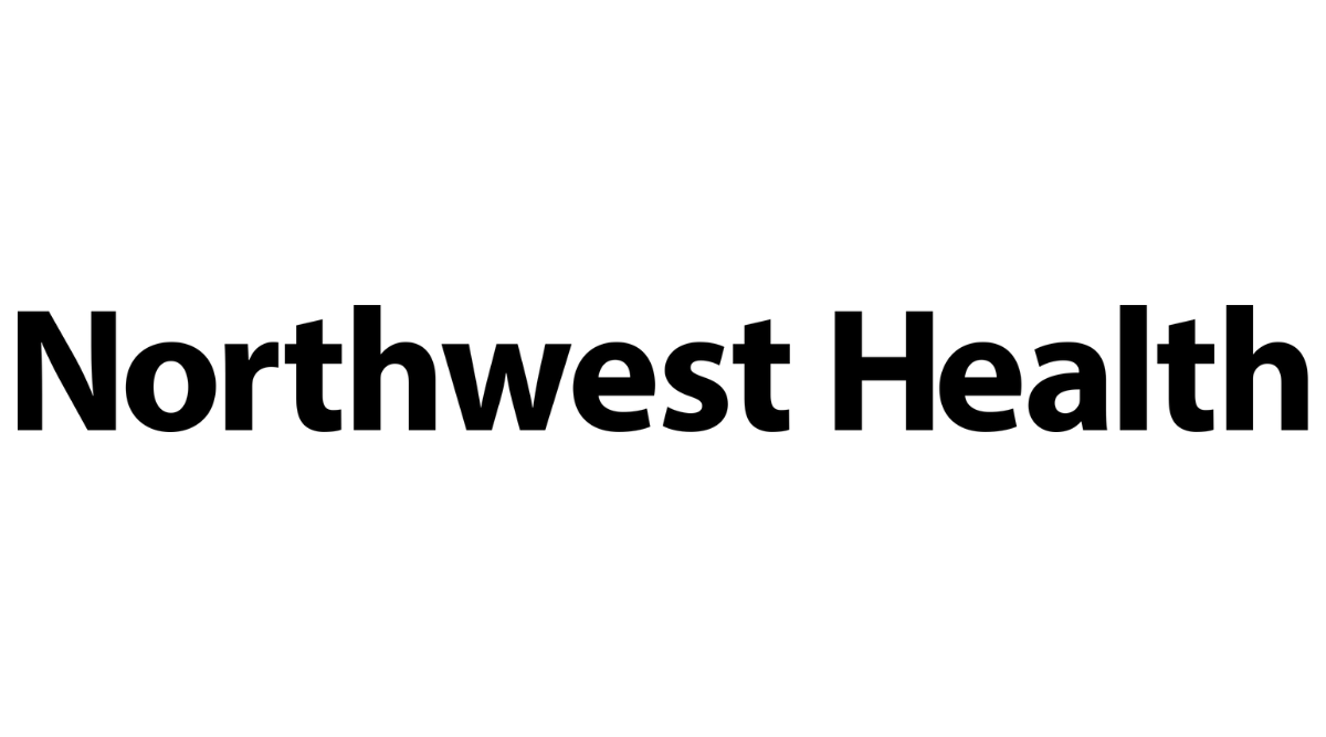 A black and white logo for northwest health on a white background.