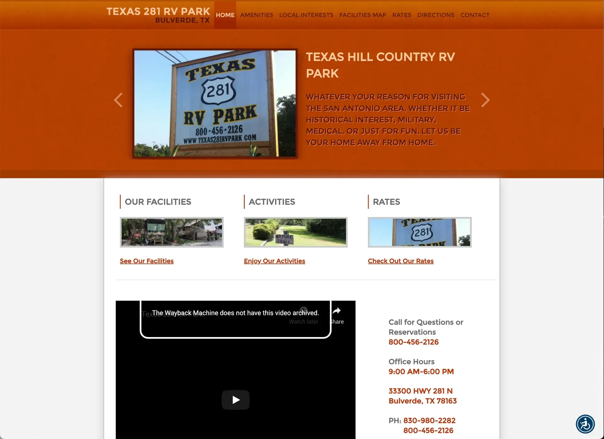 A website for texas hill country rv park