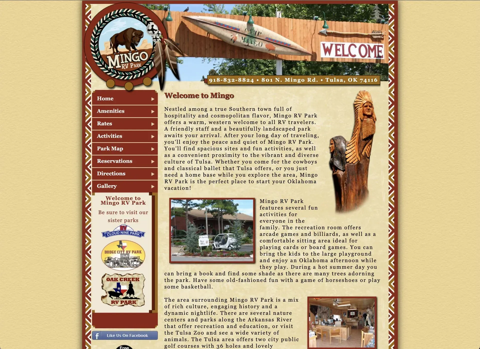 A website for a lodge with a welcome sign