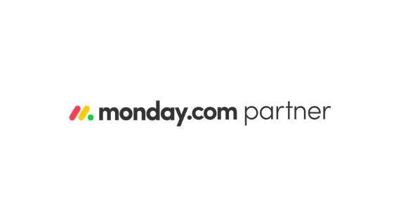 A monday.com partner logo on a white background.