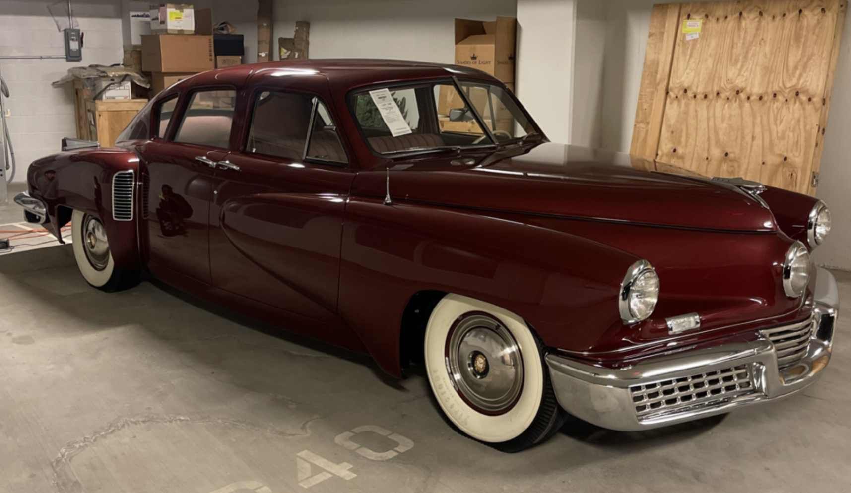 1948 Tucker 48 with polished paint, bright chrome, and deep reflections after precision hand wash and gentle paint care.