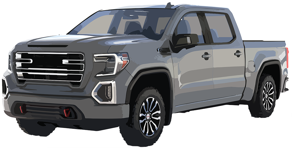 Gray pickup truck rendering used to illustrate mobile detailing services.