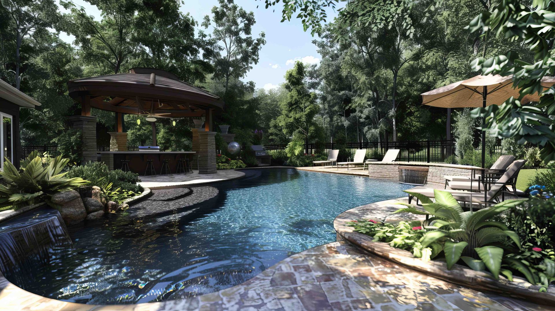A gorgeous pool in a yard