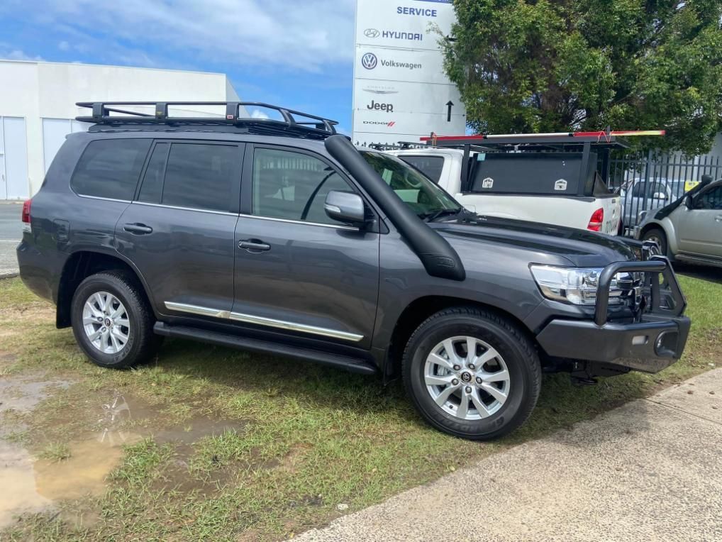 Dark Gray Toyota Land Cruiser With Snorkel, Roof Rack, and Bull Bar — Motor Accessories Direct In Robina, QLD
