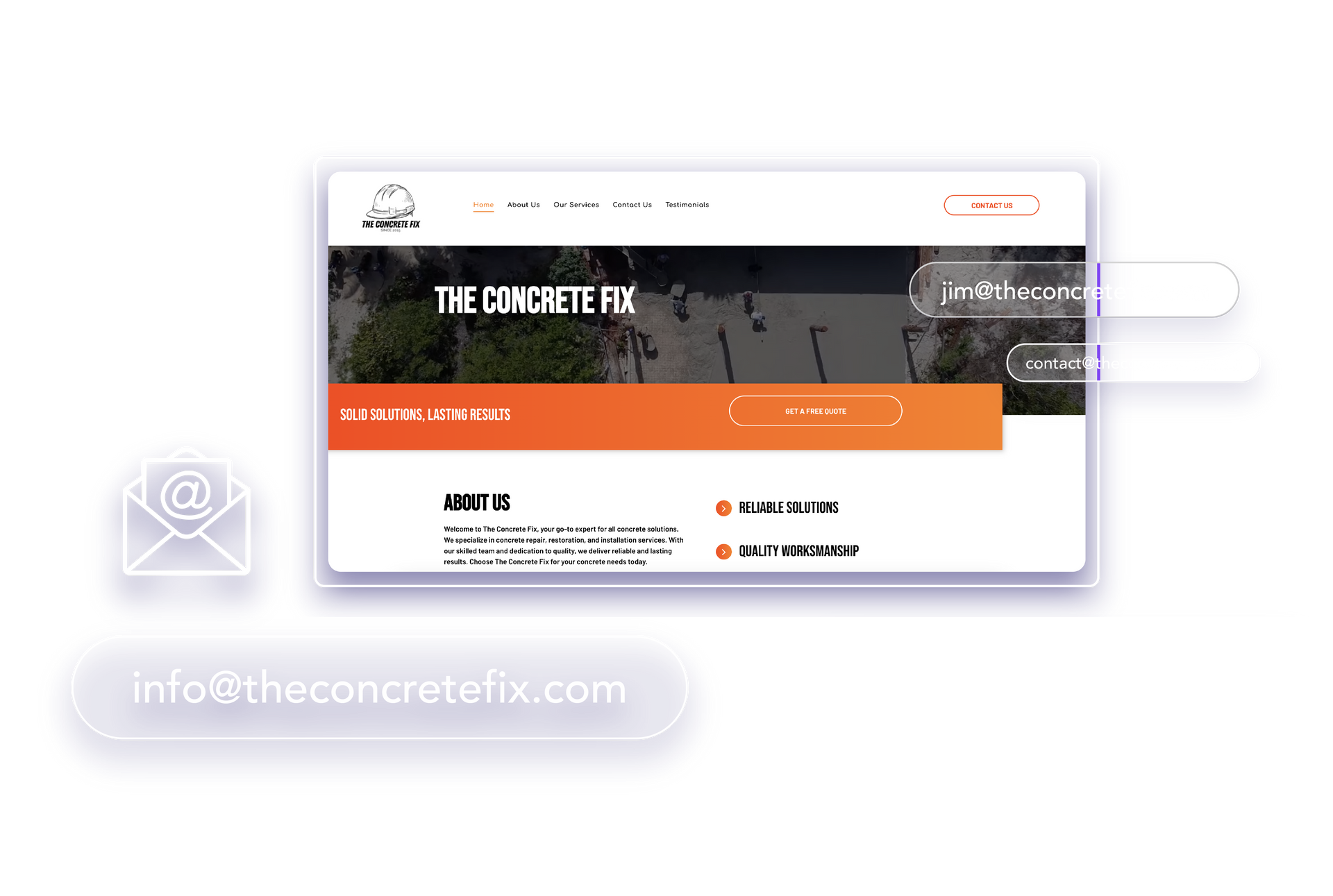 A screenshot of a website for the concrete fix.