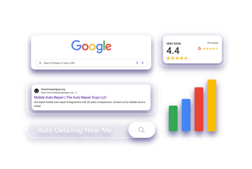 A google search bar with a graph on it.