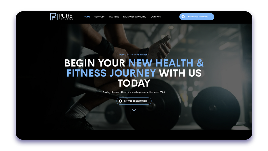 A screenshot of a website that says `` begin your new health & fitness journey with us today ''.