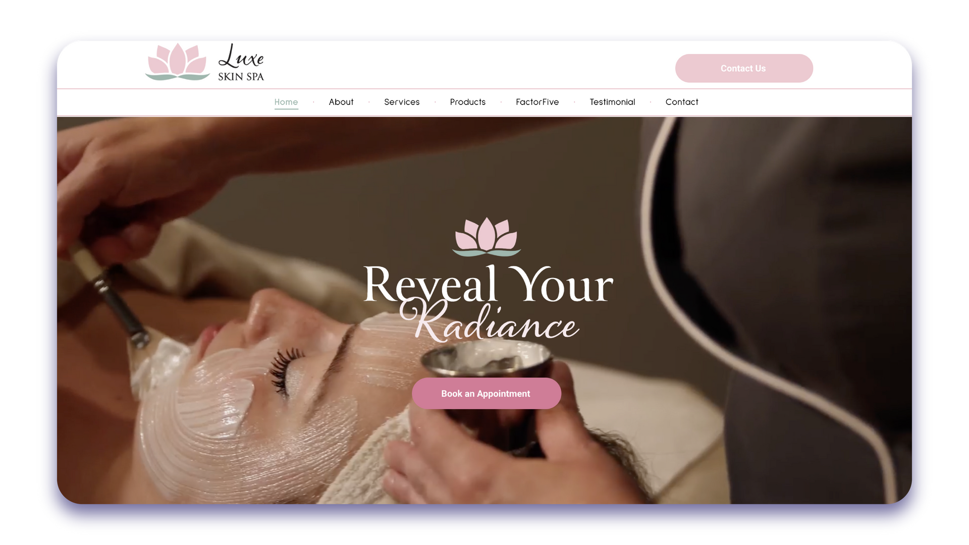 A woman is getting a facial treatment at a spa.
