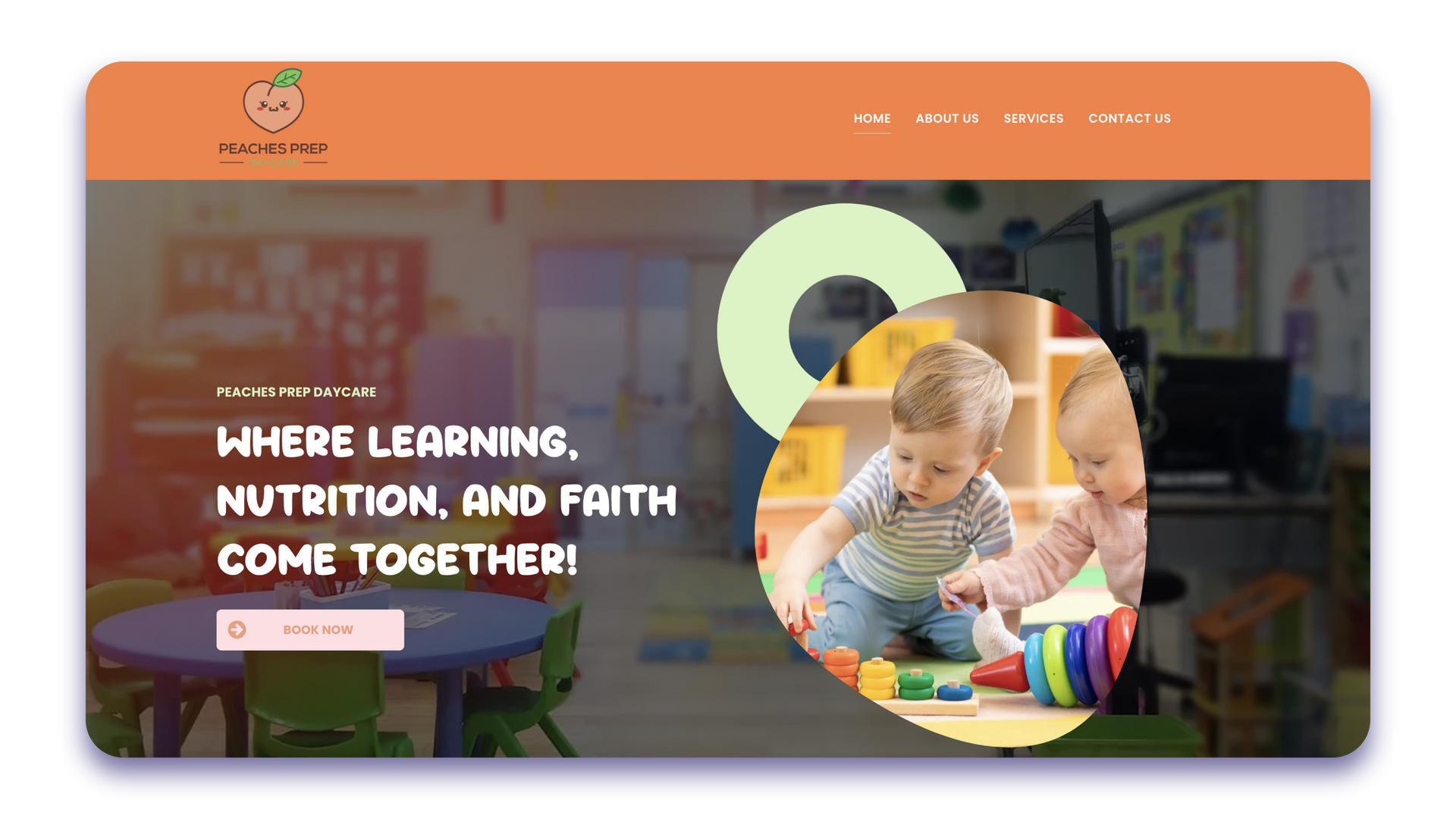 A screenshot of a website for a child care center.