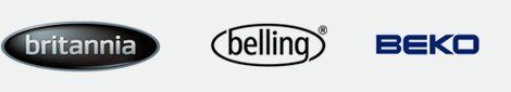 Britannia, Belling and Beko logos