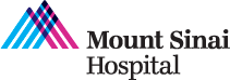 The logo for mount sinai hospital shows a mountain and the words mount sinai hospital.