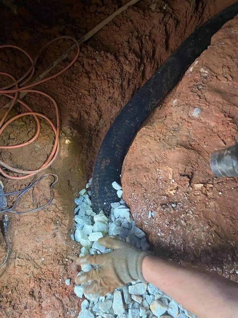 Adding Gravel on Drain Trench — Anderson, SC — Cobb Crawlspace Repair LLC