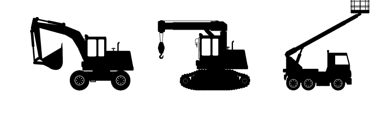 silhouette of construction equipment