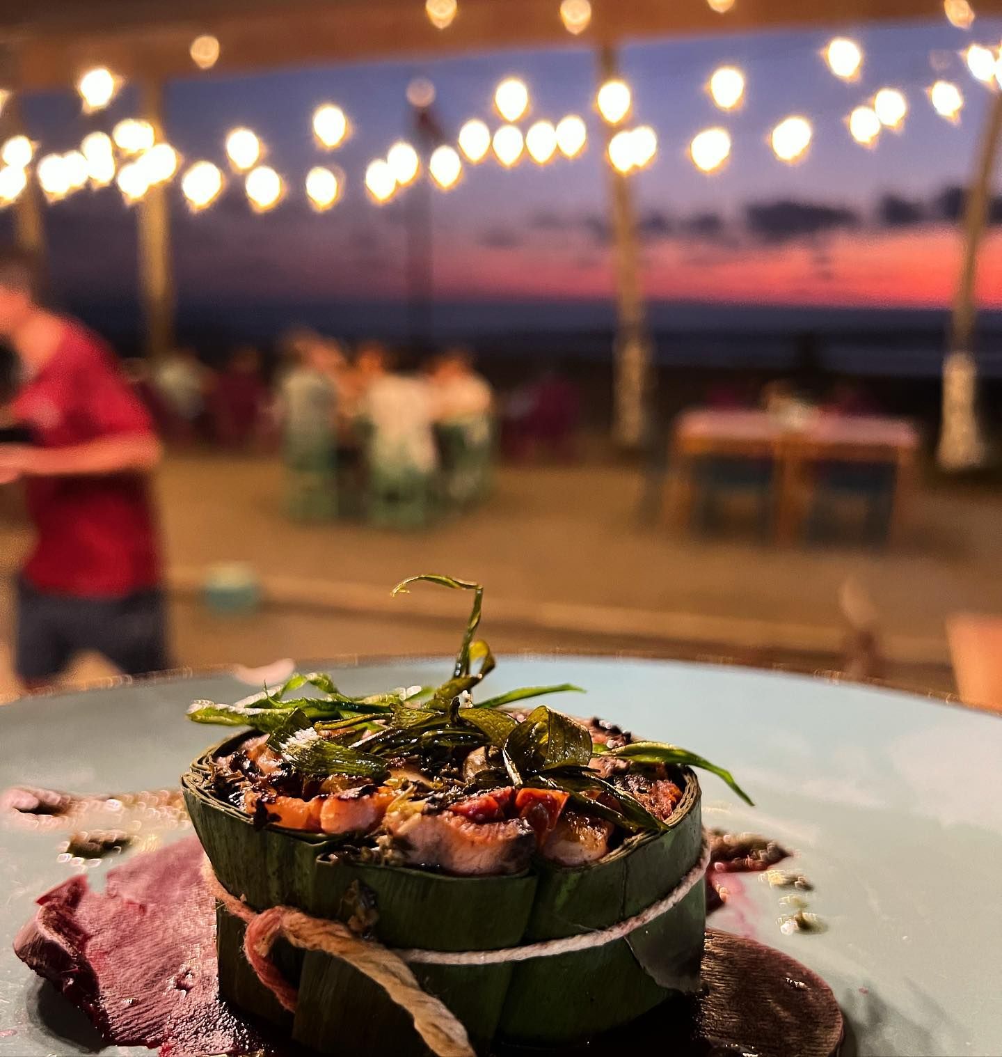 A close up of a plate of food with a blurry background