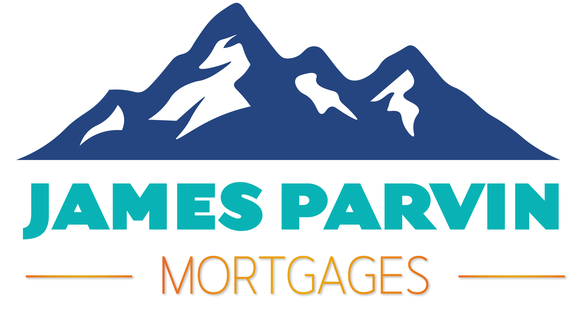 A logo for james parvin mortgages with a mountain in the background.