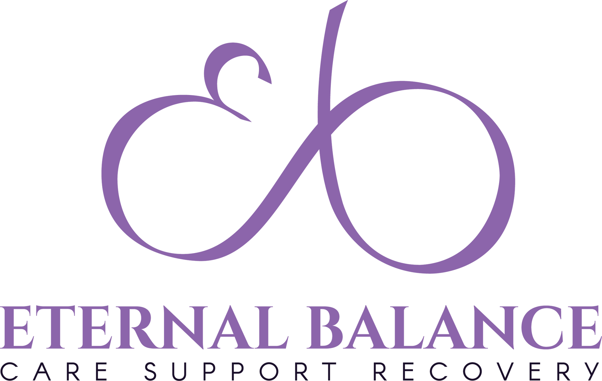 A purple logo for eternal balance care support recovery.