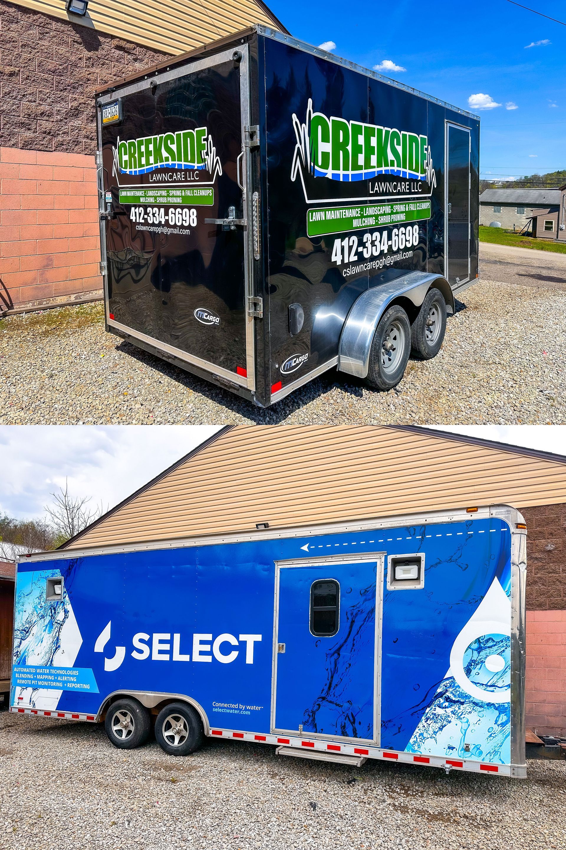 Two trailers: one black with 