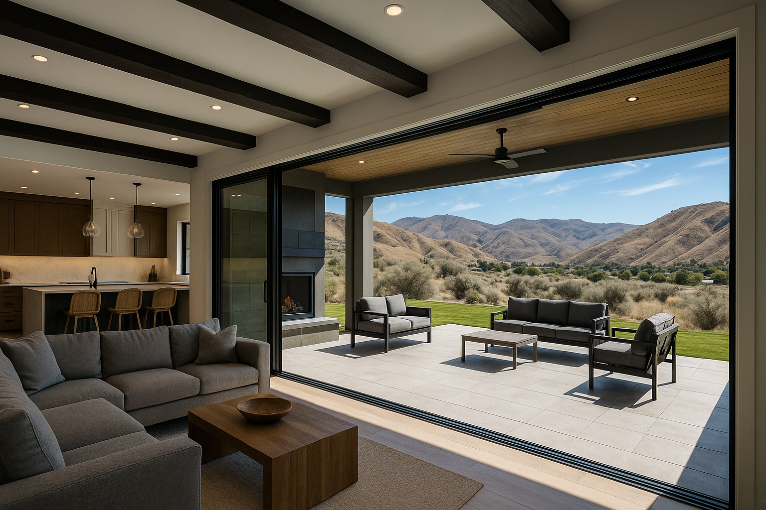 Luxury Eagle Idaho custom home with indoor-outdoor living space