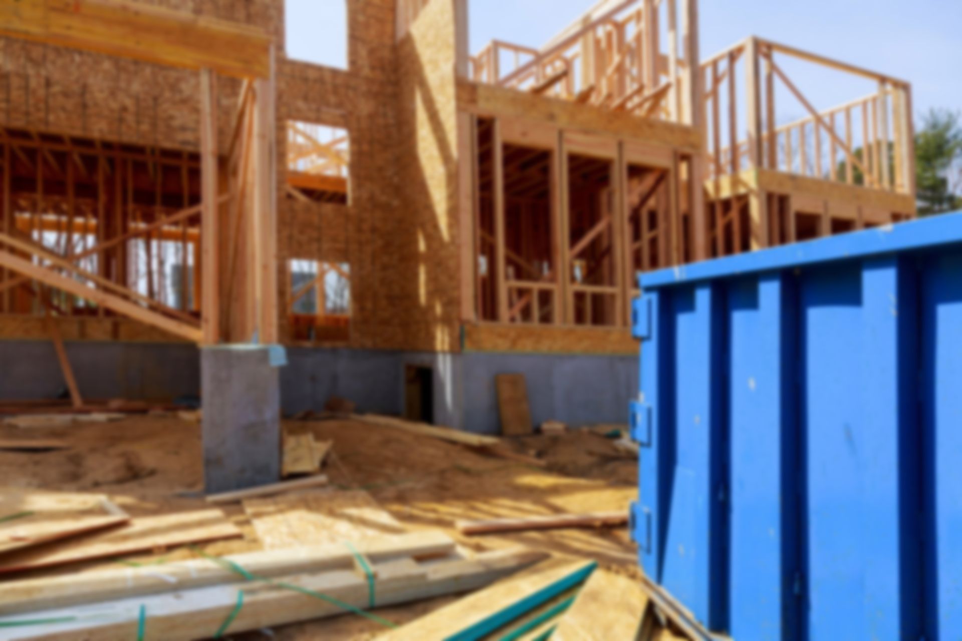 Treasure Valley residential build in progress with wood framing and construction site materials
