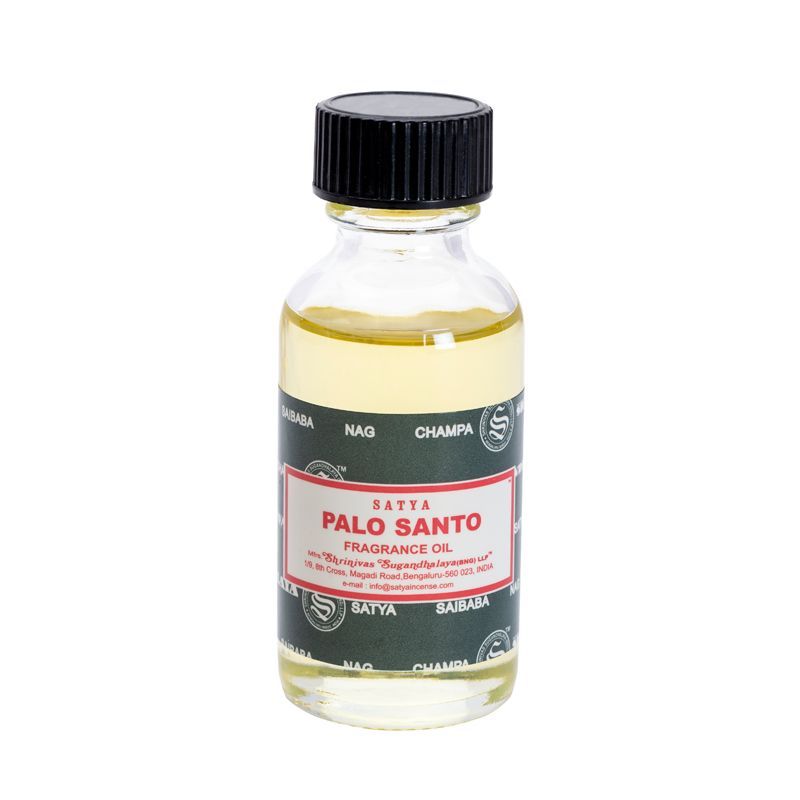 A Small Glass Bottle Of Palo Santo Fragrance Oil With A Black Cap And A Red And White Label — Atherton Health Food Centre in Atherton, QLD