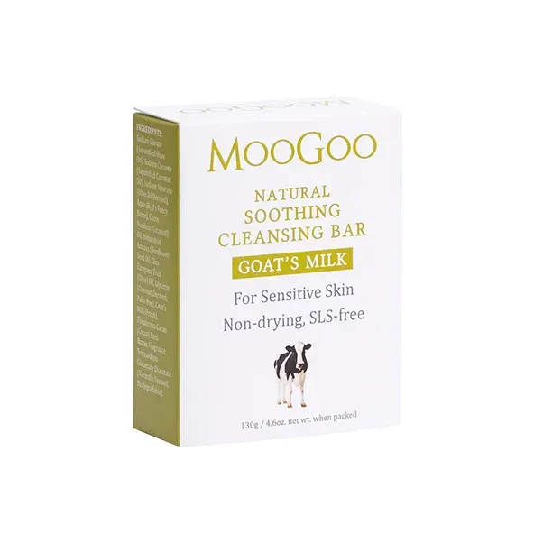 A box of moogoo natural soothing cleansing bar goat 's milk for sensitive skin — Atherton Health Food Centre in Atherton, QLD