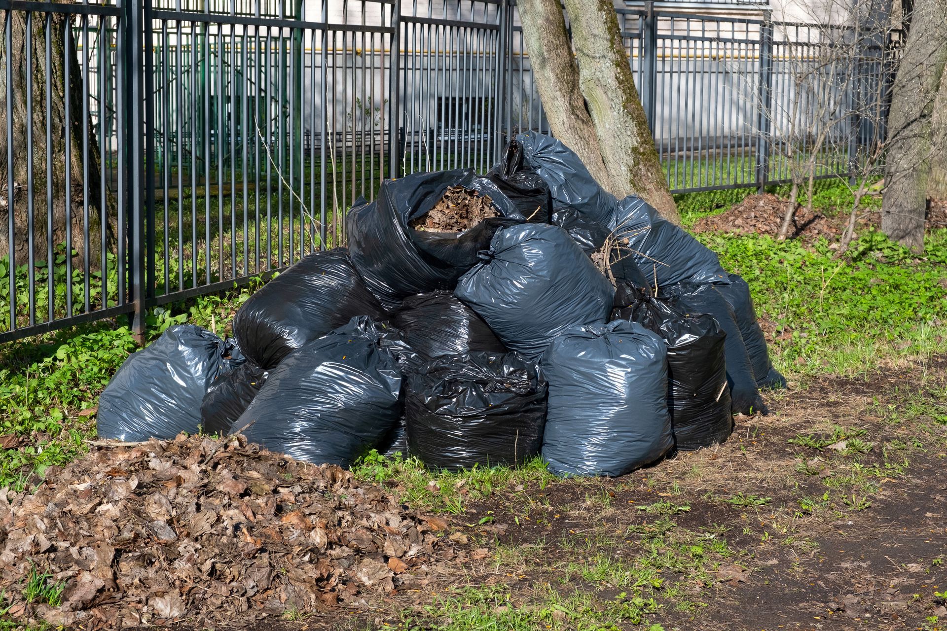 There is a pile of rubble in the middle of a field.