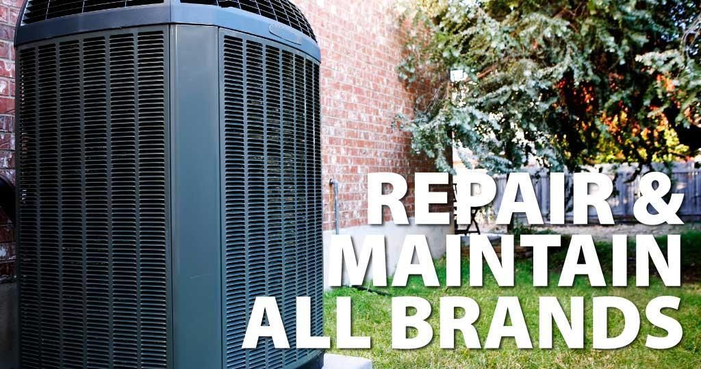 A picture of an air conditioner and the words repair and maintain all brands
