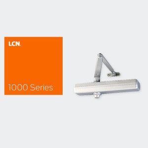 Door Closers Installation and Repair - A close up of a door closer on a white background.