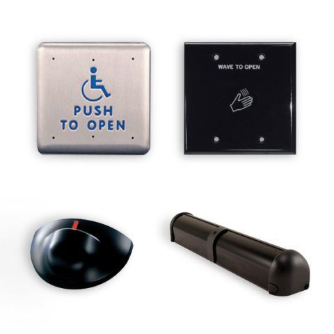 A sign that says push to open on it