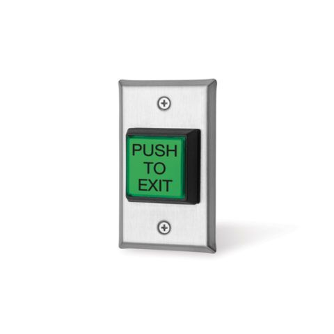 A push to exit button with a green light on it