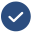 A blue circle with a white check mark inside of it.