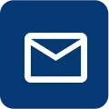 A blue square with a white envelope icon on it.