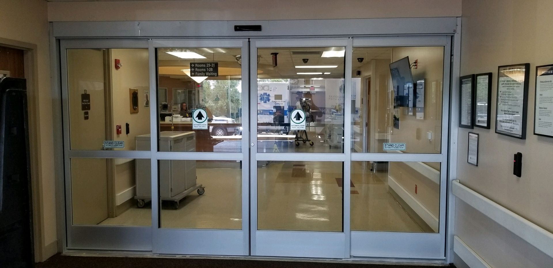 hospital entrance sliding door installed
