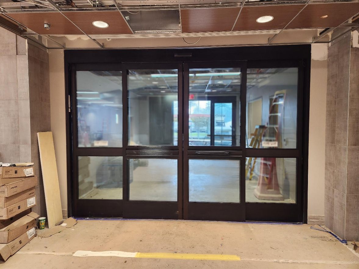 automatic door installation for healthcare building