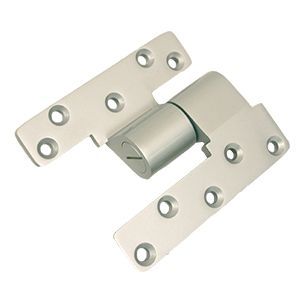 Hinges & Pivots - A pair of stainless steel door hinges on a white background