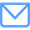 A blue envelope icon on a white background.
