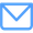A blue envelope icon on a white background.