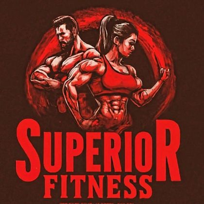 The logo for superior fitness shows a man and a woman