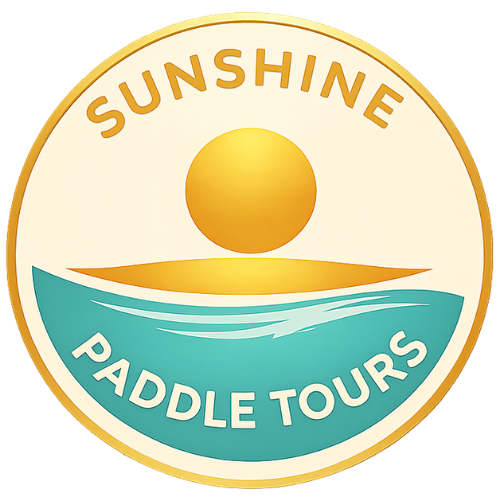 Sunshine Kayak Tours logo with a sun over teal water and the text 