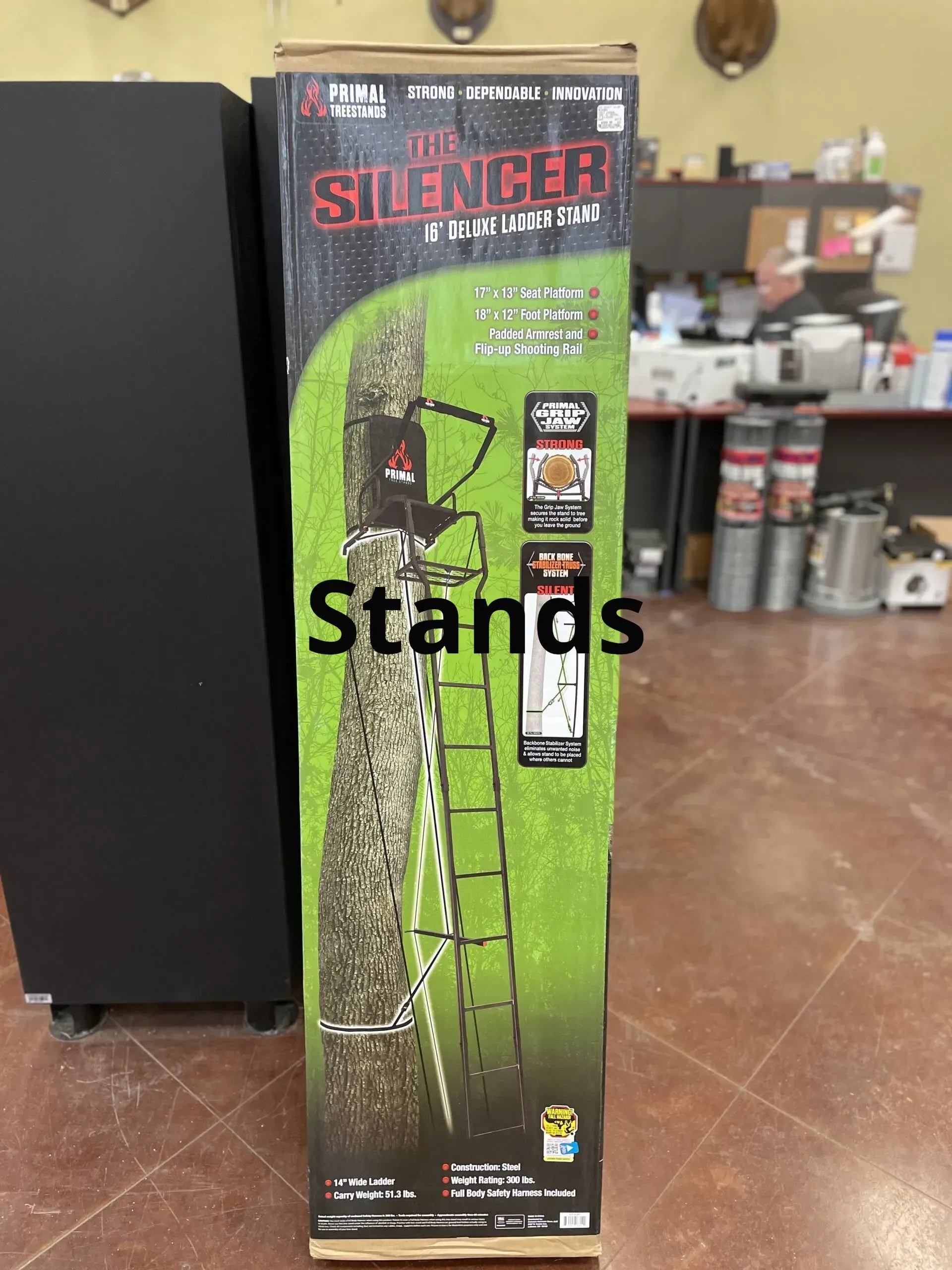 A box of silencer stands in a store