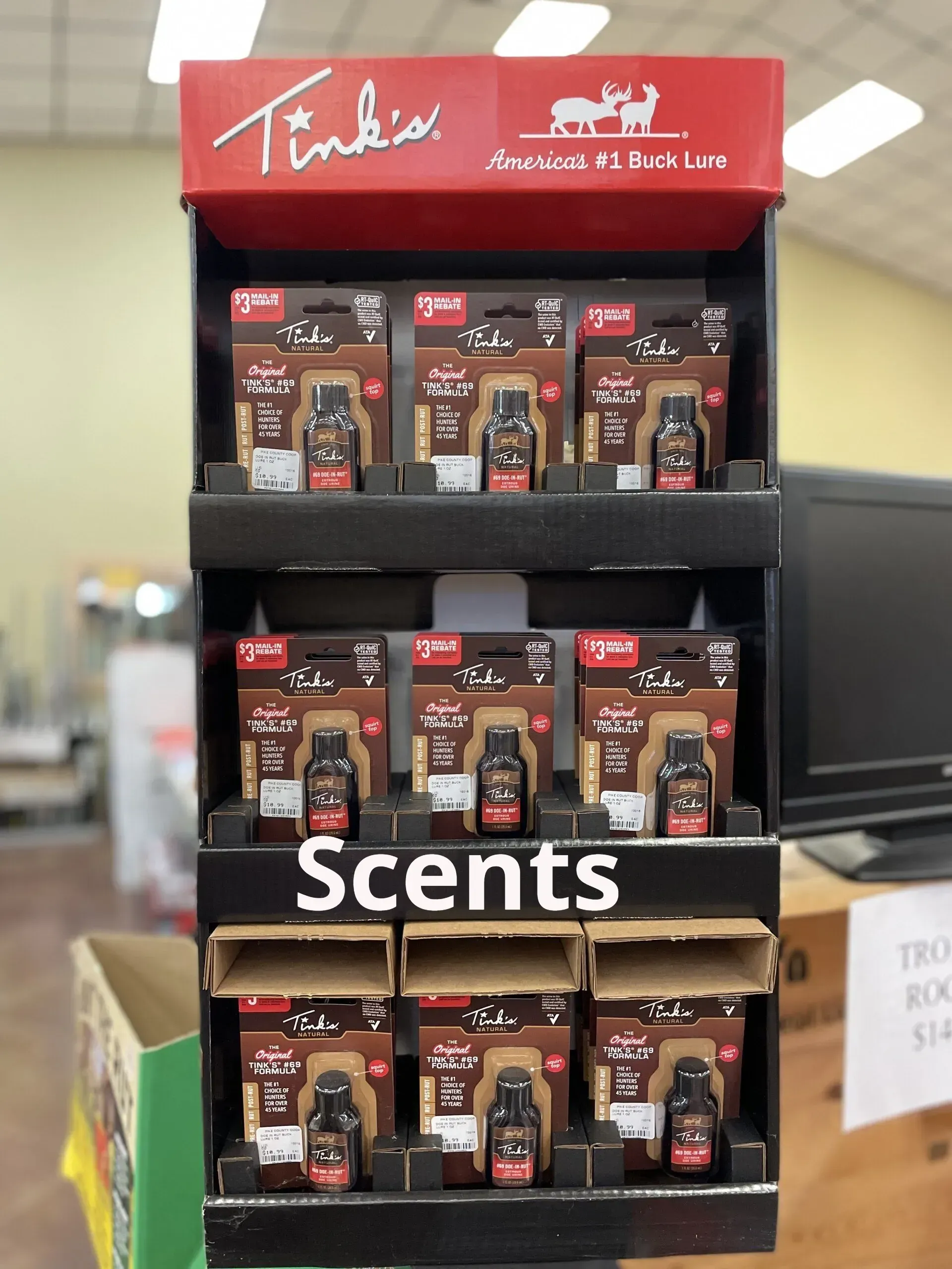 A display of tinkie scents in a store
