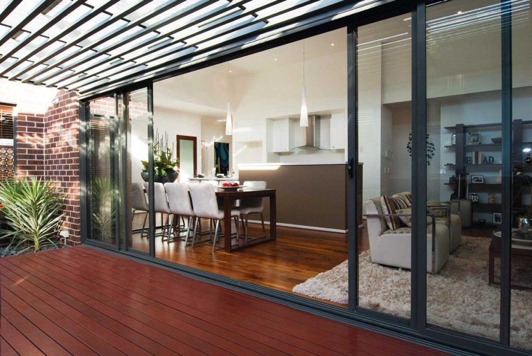 Kitchen & Living Room Glass Door — Glass & Aluminium Windows & Doors In Yeppoon, QLD